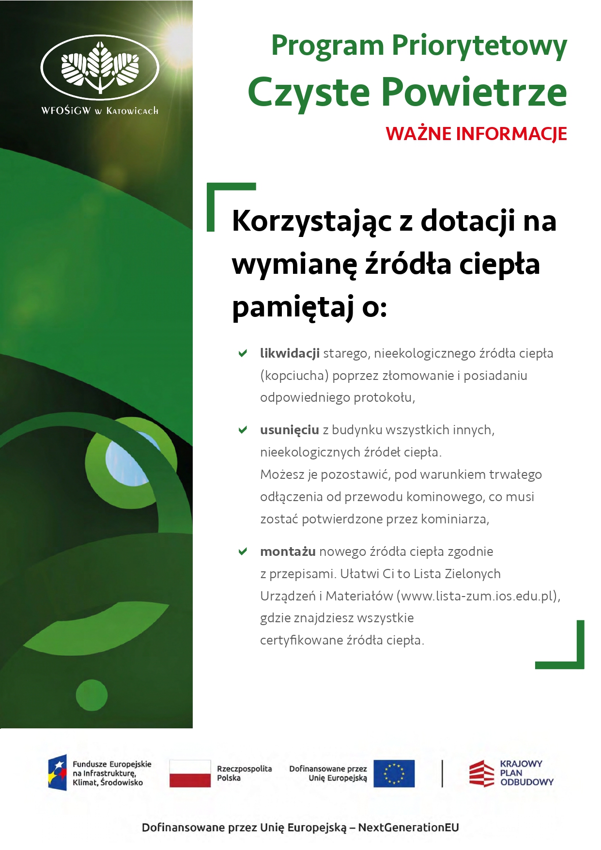 Plakat informacyuny WFOŚiGW 2